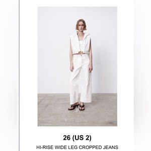 ZARA Hi rise cropped wide leg denim (white wash) NWT